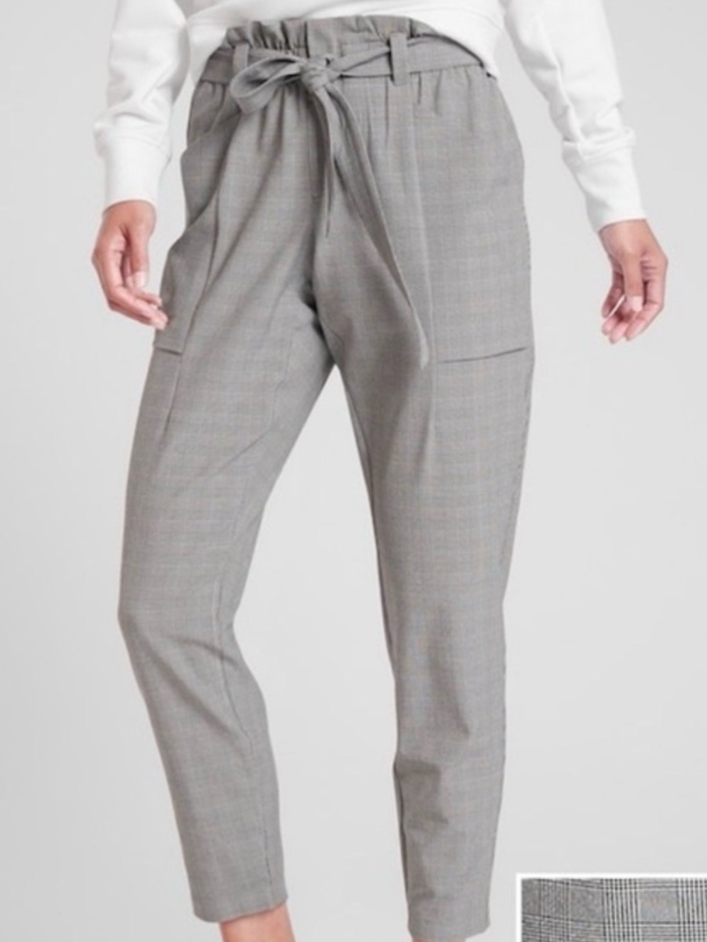 Athleta Skyline Plaid Paperbag Pants